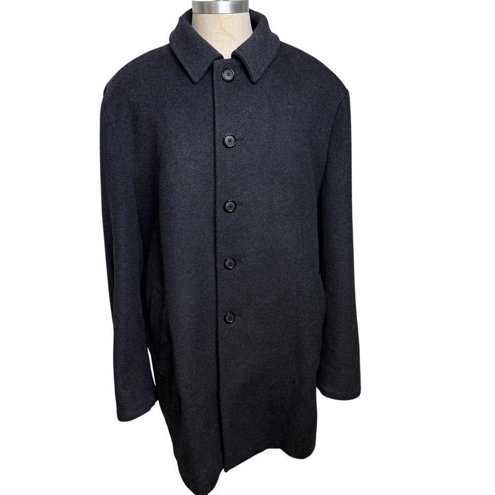 Stafford Performance Men 46L Long Charcoal Gray Wool Blend Car Coat Jacket